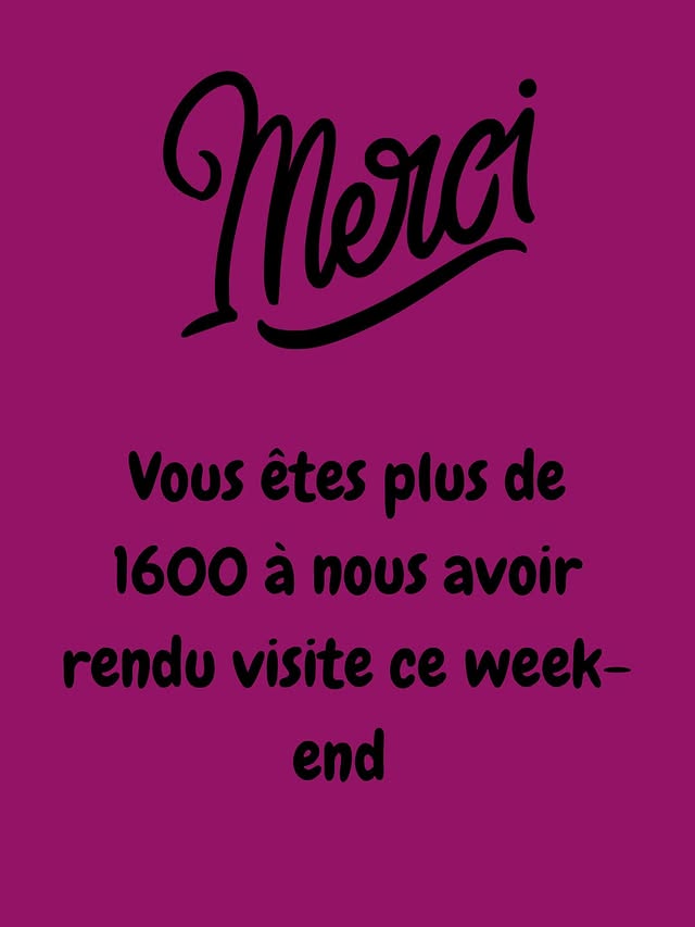 Merci, vous êtes plus de 1600 à nous avoir rendu visite ce week-end.